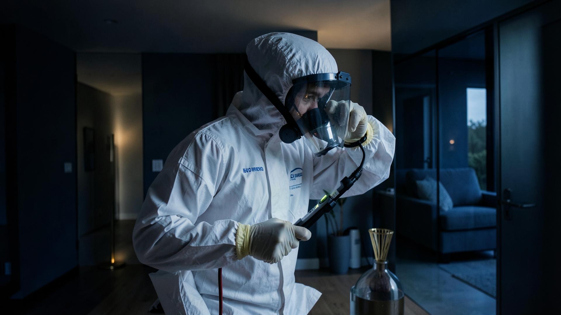 Certified remediation technician inspecting a home